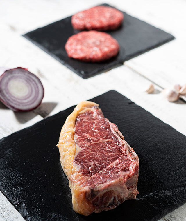 Lotes de carne entrecot, burguer, chuleta.